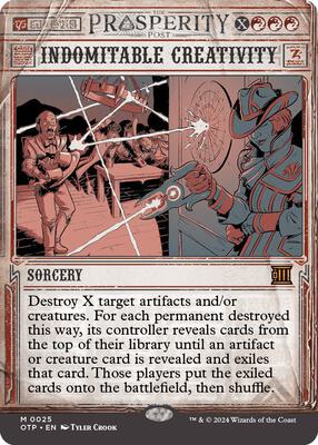 Indomitable Creativity card from Outlaws of Thunder Junction: Breaking News