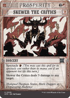 Skewer the Critics card from Outlaws of Thunder Junction: Breaking News