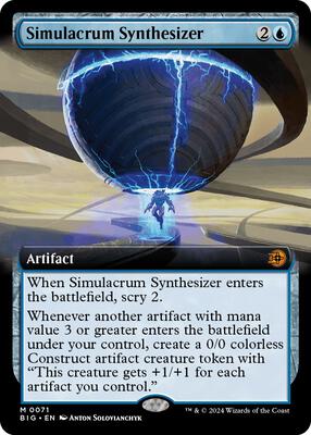 Simulacrum Synthesizer (Extended Art) card from Outlaws of Thunder Junction: The Big Score