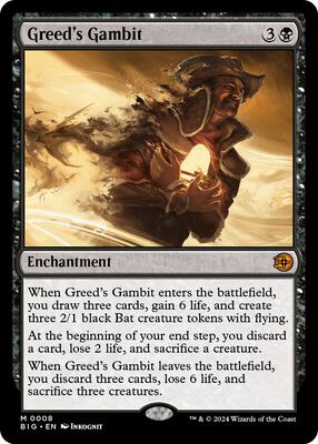 Greed's Gambit card from Outlaws of Thunder Junction: The Big Score