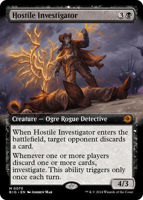 Hostile Investigator (Extended Art) card from Outlaws of Thunder Junction: The Big Score