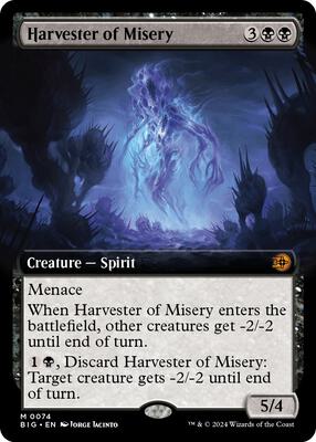 Harvester of Misery (Extended Art) card from Outlaws of Thunder Junction: The Big Score