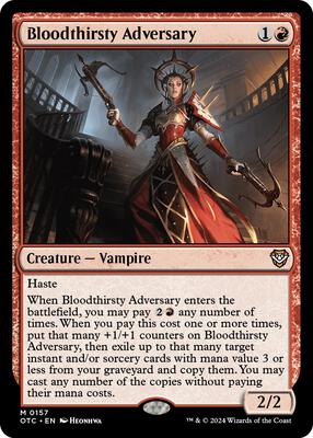 Bloodthirsty Adversary card from Commander: Outlaws of Thunder Junction