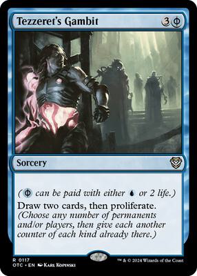 Tezzeret's Gambit card from Commander: Outlaws of Thunder Junction