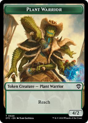 Plant Warrior // Treasure Double-Sided Token card from Commander: Outlaws of Thunder Junction