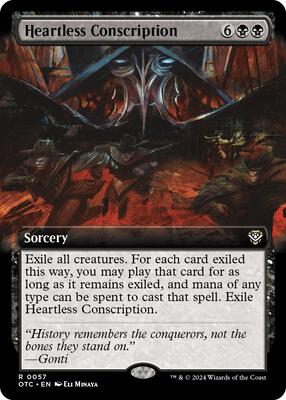 Heartless Conscription (Extended Art) card from Commander: Outlaws of Thunder Junction