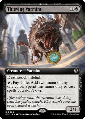 Thieving Varmint (Extended Art) card from Commander: Outlaws of Thunder Junction