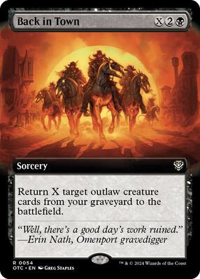 Back in Town (Extended Art) card from Commander: Outlaws of Thunder Junction