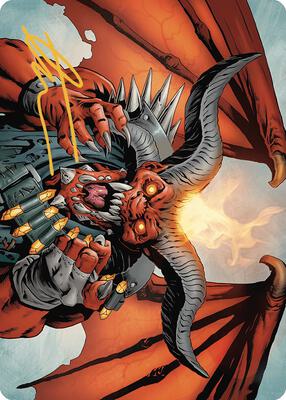 Rakdos, the Muscle Art Card (Gold-Stamped Signature) card from Art Series: Outlaws of Thunder Junction