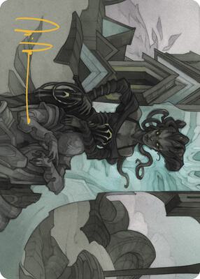 Vraska Joins Up Art Card (Gold-Stamped Signature) card from Art Series: Outlaws of Thunder Junction