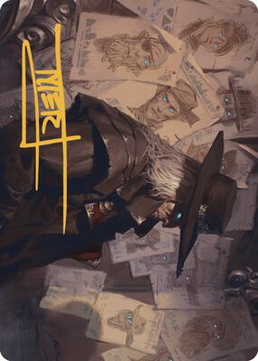 Lazav, Familiar Stranger Art Card (Gold-Stamped Signature) card from Art Series: Outlaws of Thunder Junction