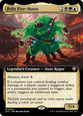 Felix Five-Boots (Extended Art) card from Commander: Outlaws of Thunder Junction