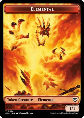 Elemental (0014) // Soldier (0026) Double-Sided Token card from Commander: Outlaws of Thunder Junction