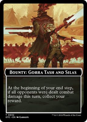 Bounty: Gorra Tash and Silas // Bounty Rules Double-Sided Token card from Commander: Outlaws of Thunder Junction