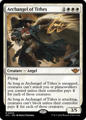 Archangel of Tithes card from Promo Pack: Outlaws of Thunder Junction