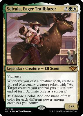 Selvala, Eager Trailblazer card from Promo Pack: Outlaws of Thunder Junction