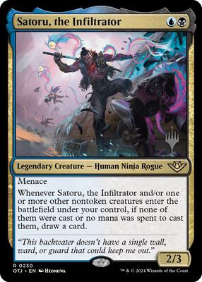 Satoru, the Infiltrator card from Promo Pack: Outlaws of Thunder Junction