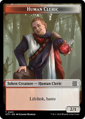 Human Cleric Token card from Outlaws of Thunder Junction: Breaking News