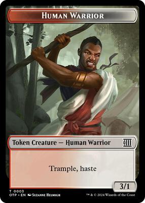 Human Warrior Token card from Outlaws of Thunder Junction: Breaking News