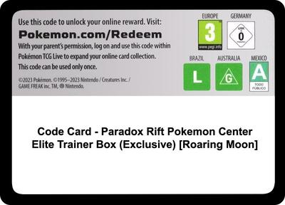 Code Card - Paradox Rift Pokemon Center Elite Trainer Box (Exclusive) [Roaring Moon] card from SV04: Paradox Rift