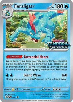 Feraligatr - 089 (Prerelease) [Staff] card from SV: Scarlet & Violet Promo Cards