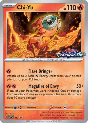 Chi-Yu - 057 (Prerelease) [Staff] card from SV: Scarlet & Violet Promo Cards