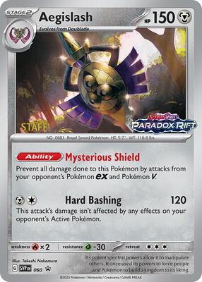 Aegislash - 060 (Prerelease) [Staff] card from SV: Scarlet & Violet Promo Cards