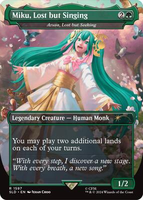 Miku, Lost but Singing - Azusa, Lost but Seeking card from Secret Lair Drop Series