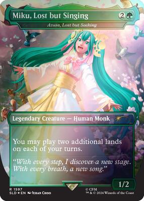Miku, Lost but Singing - Azusa, Lost but Seeking (Rainbow Foil) card from Secret Lair Drop Series