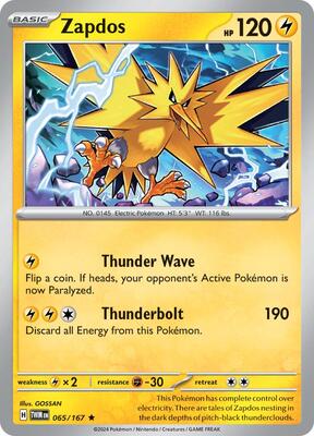 Zapdos card from SV06: Twilight Masquerade