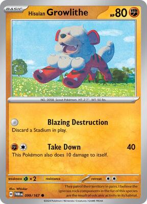 Hisuian Growlithe - 099/167 card from SV06: Twilight Masquerade