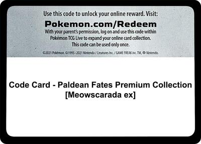 Code Card - Paldean Fates Premium Collection [Meowscarada ex] card from SV: Paldean Fates