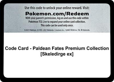 Code Card - Paldean Fates Premium Collection [Skeledirge ex] card from SV: Paldean Fates