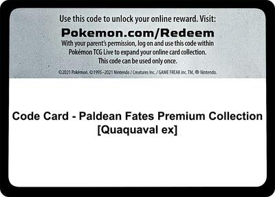 Code Card - Paldean Fates Premium Collection [Quaquaval ex] card from SV: Paldean Fates
