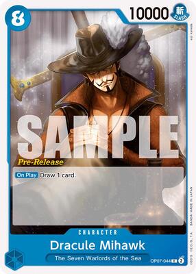 Dracule Mihawk card from 500 Years in the Future Pre-Release Cards