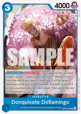 Donquixote Doflamingo card from 500 Years in the Future Pre-Release Cards