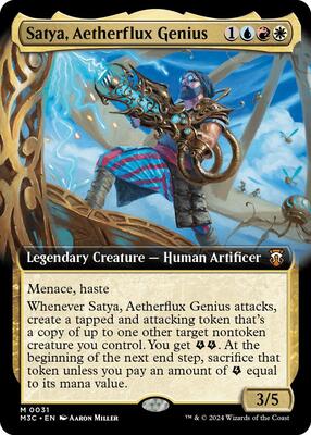 Satya, Aetherflux Genius (Extended Art) card from Commander: Modern Horizons 3