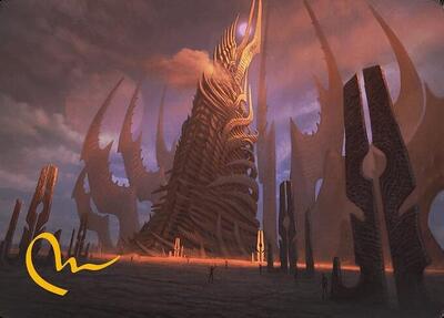 Phyrexian Tower Art Card (Gold-Stamped Signature) card from Art Series: Modern Horizons 3
