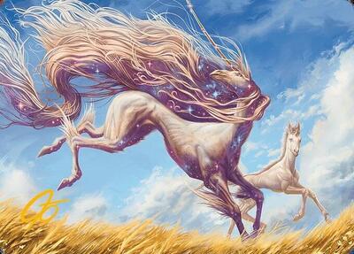 Nyxborn Unicorn Art Card (Gold-Stamped Signature) card from Art Series: Modern Horizons 3