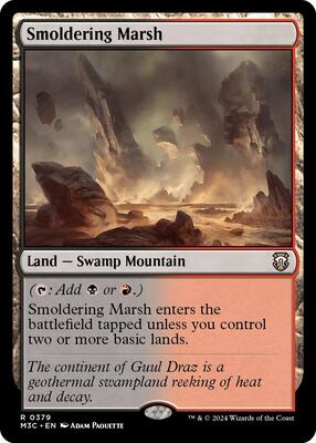 Smoldering Marsh (Ripple Foil) card from Commander: Modern Horizons 3