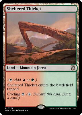 Sheltered Thicket (Ripple Foil) card from Commander: Modern Horizons 3