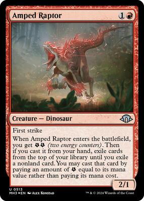 Amped Raptor (Ripple Foil) card from Modern Horizons 3