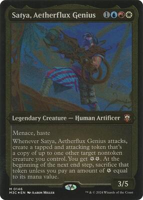 Satya, Aetherflux Genius (Display Commander) - Thick Stock card from Commander: Modern Horizons 3