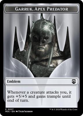 Emblem - Garruk, Apex Predator // Saproling Double-Sided Token card from Commander: Modern Horizons 3