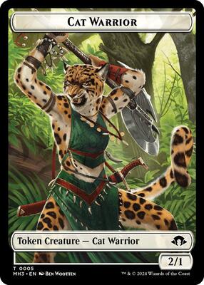 Cat Warrior // Energy Reserve Double-Sided Token card from Modern Horizons 3