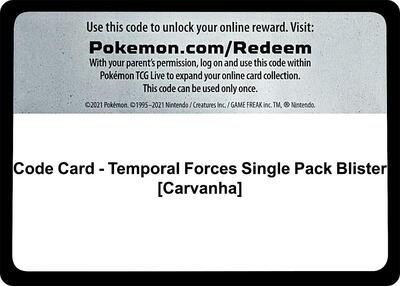Code Card - Temporal Forces Single Pack Blister [Carvanha] card from SV05: Temporal Forces