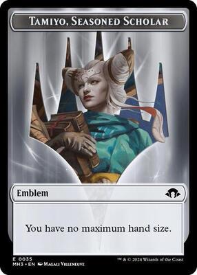 Emblem - Tamiyo, Seasoned Scholar card from Modern Horizons 3