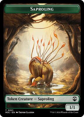 Saproling (Ripple Foil) // Emblem - Garruk, Apex Predator Double-Sided Token card from Commander: Modern Horizons 3