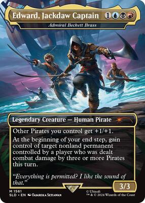 Edward, Jackdaw Captain - Admiral Beckett Brass card from Secret Lair Drop Series