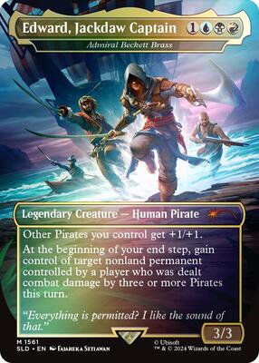 Edward, Jackdaw Captain - Admiral Beckett Brass (Rainbow Foil) card from Secret Lair Drop Series